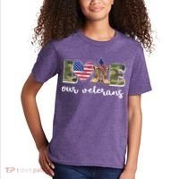 Love Our Veterans Support Our Veterans Kids T-Shirt thumb 2