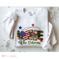 Love Our Veterans Day Proud Military American Flag Sweatshirt thumb 2