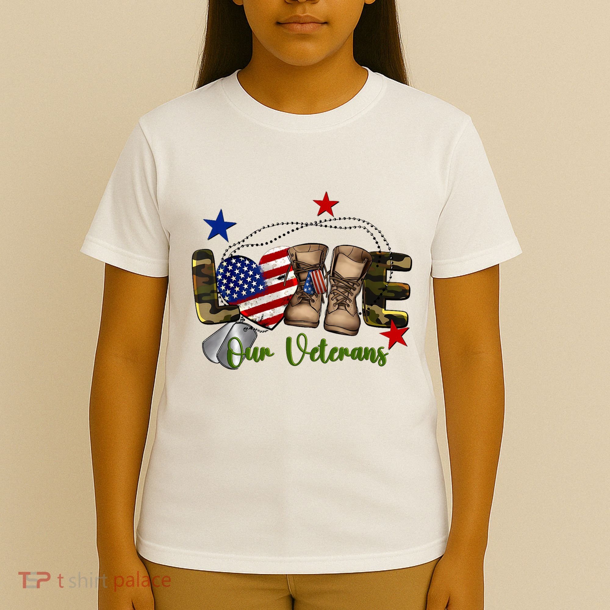 Love Our Veterans Day Proud Military American Flag T-Shirt