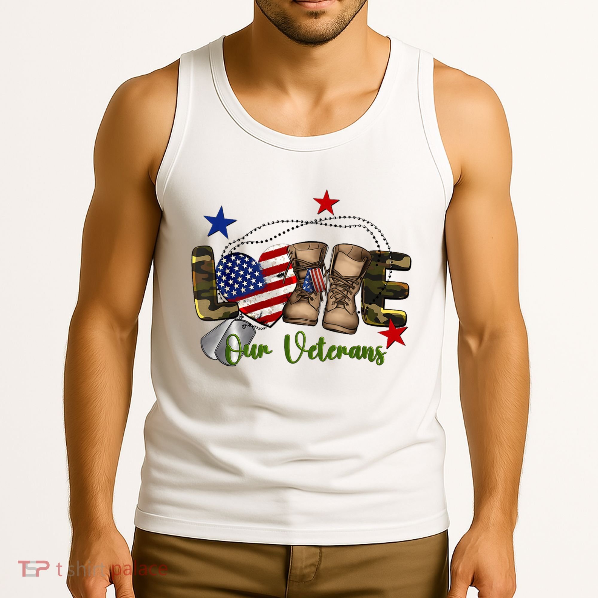 Love Our Veterans Day Proud Military American Tank Top