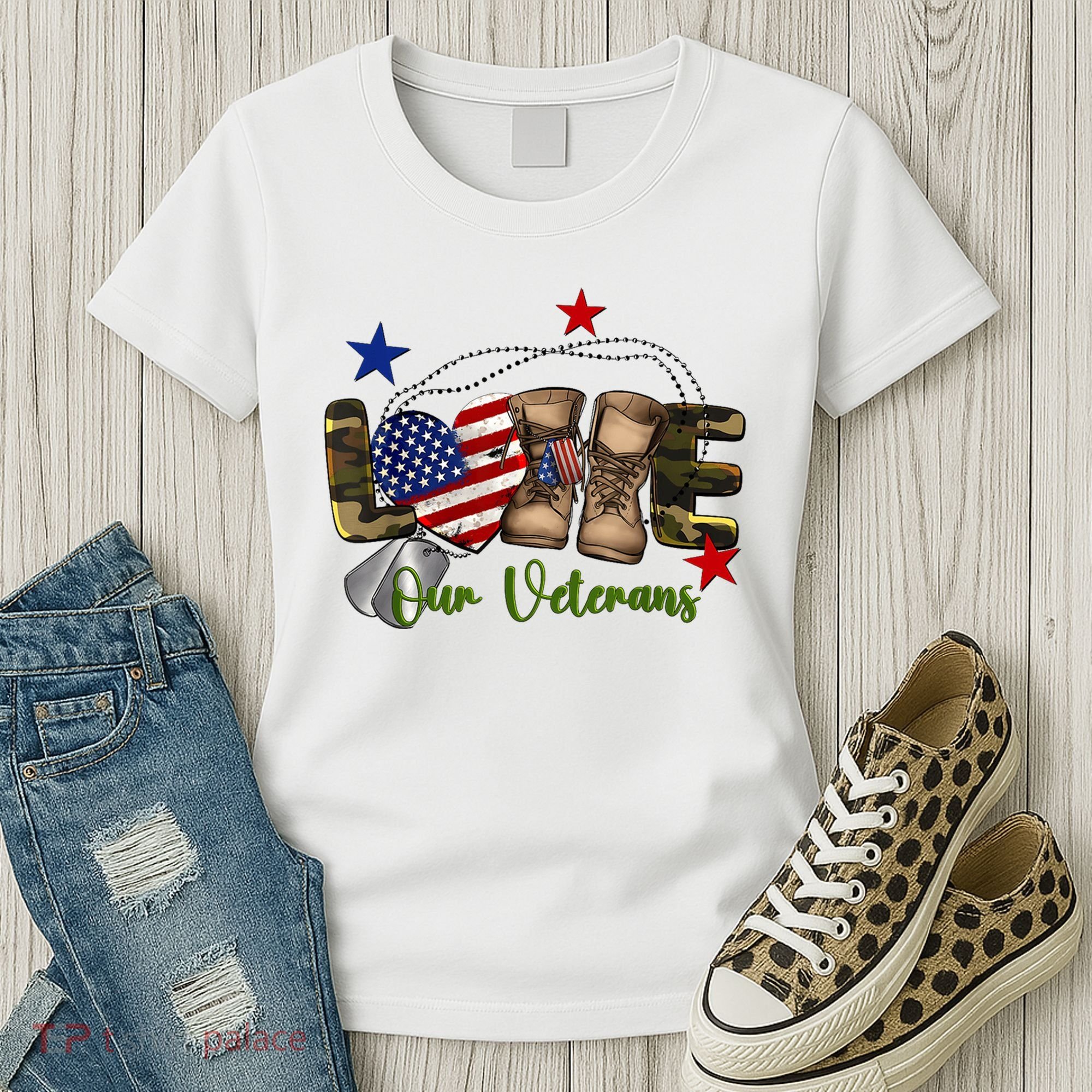 Love Our Veterans Day Proud Military American Women's T-Shirt