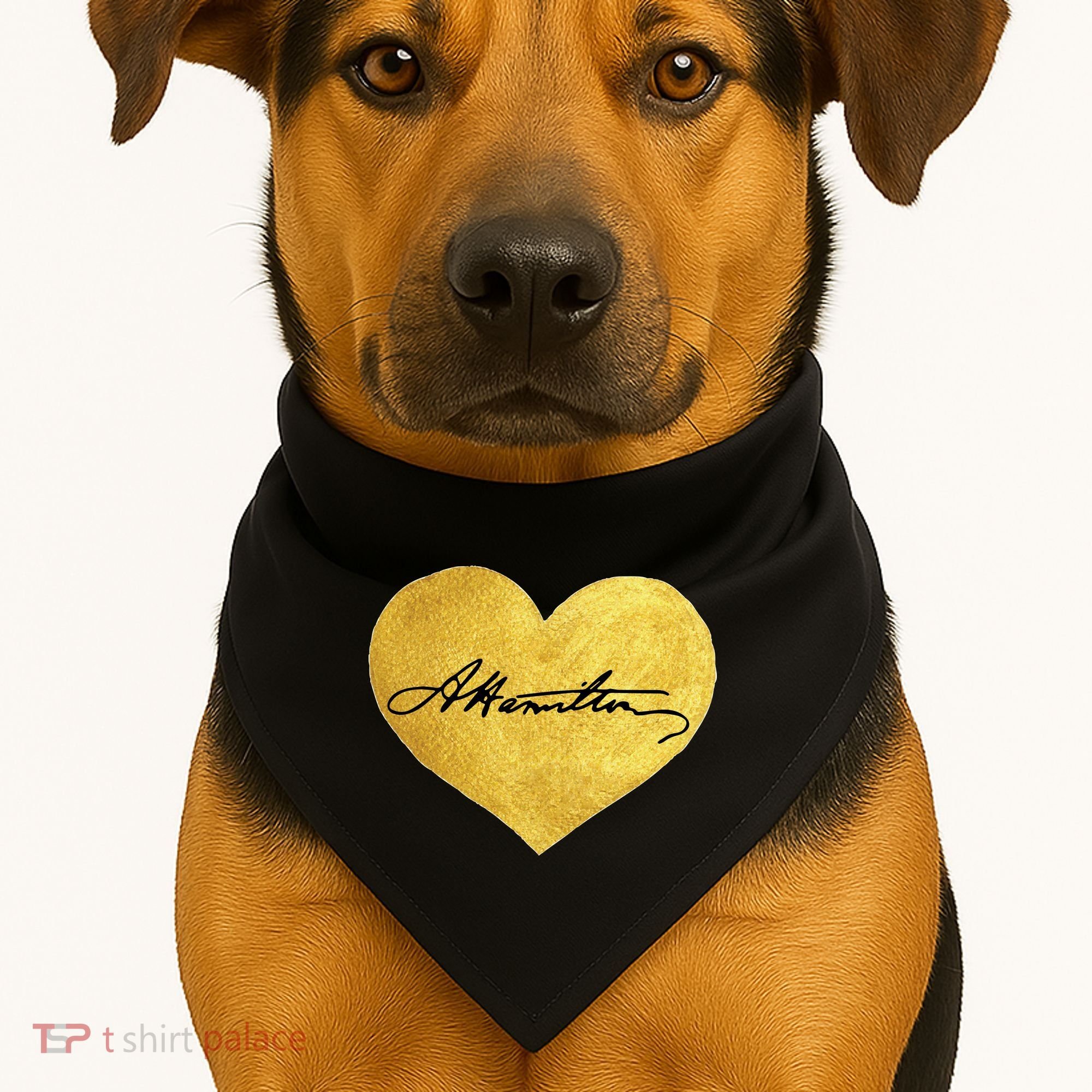 Love A. Hamilton Golden Signature Heart USA-Made Doggie Bandana