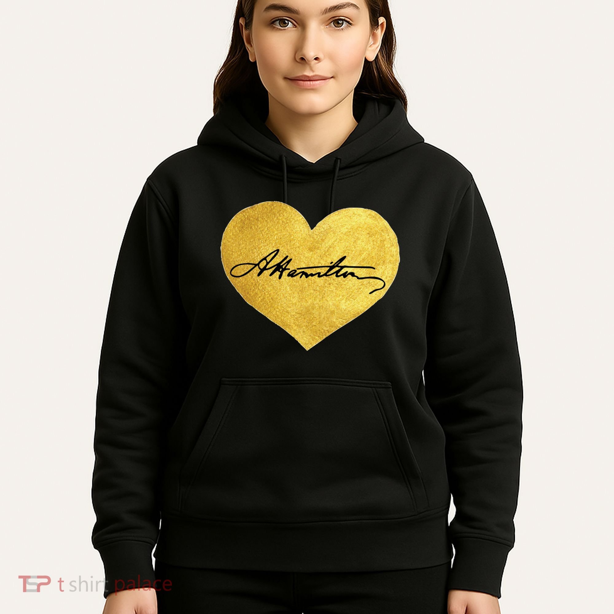 Love A. Hamilton Golden Signature Heart Hoodie