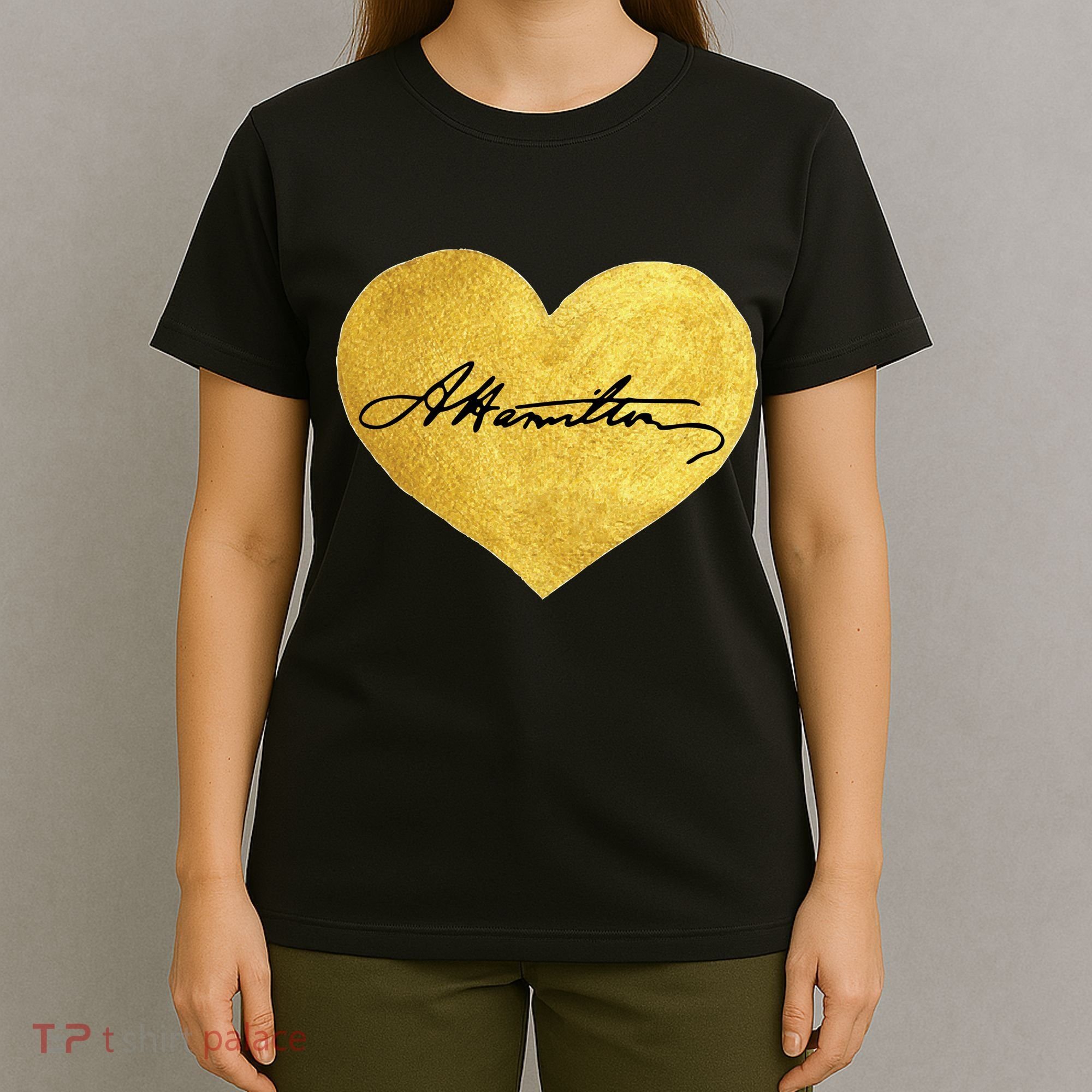 Love A. Hamilton Golden Signature Heart T-Shirt