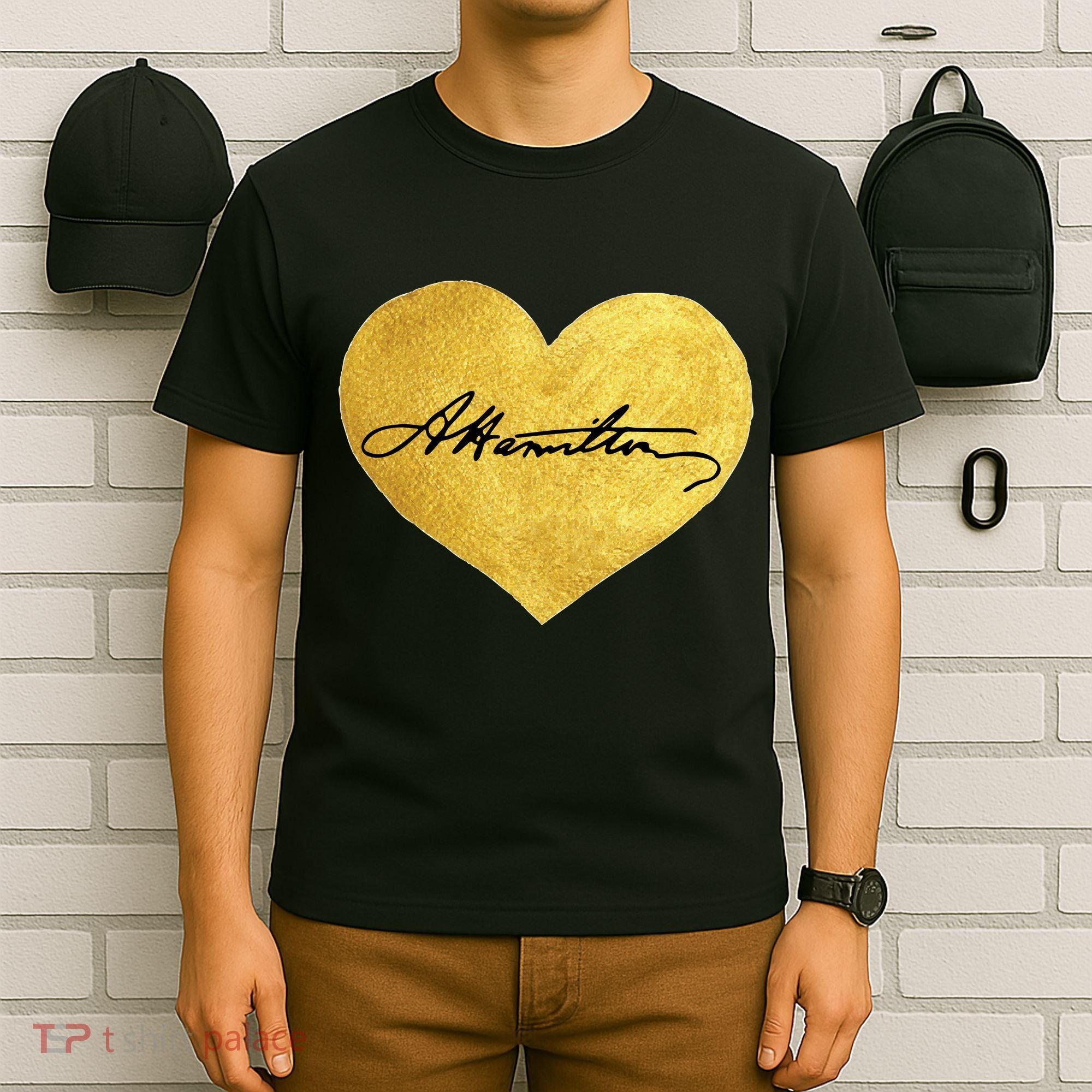Love A. Hamilton Golden Signature Heart T-Shirt