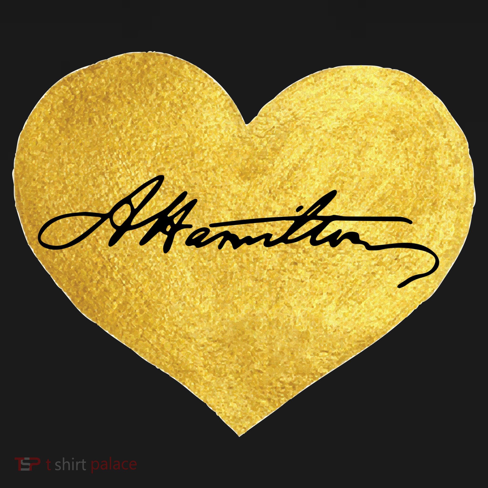 Love A. Hamilton Golden Signature Heart T-Shirt