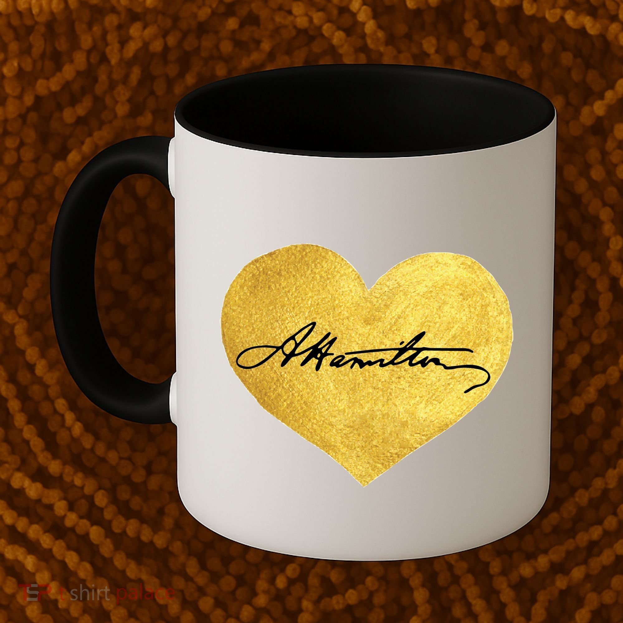 Love A. Hamilton Golden Signature Heart Coffee Mug