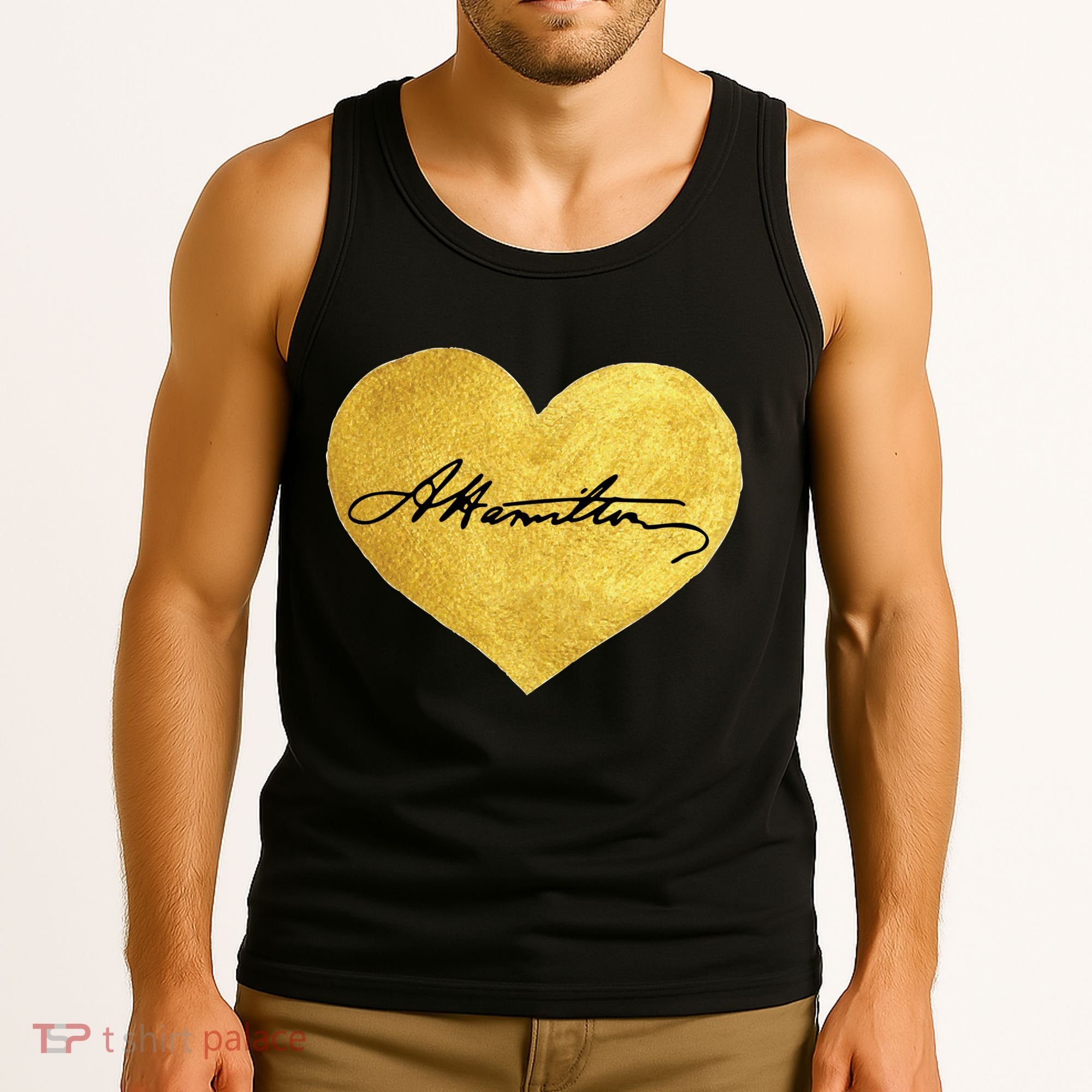 Love A. Hamilton Golden Signature Heart Tank Top