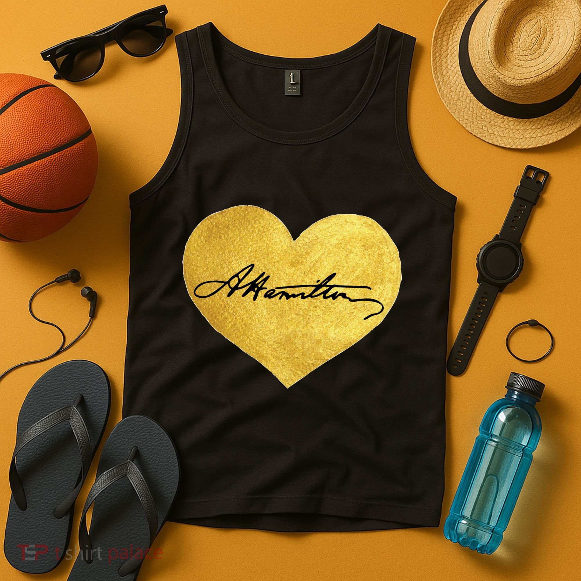 Love A. Hamilton Golden Signature Heart Tank Top
