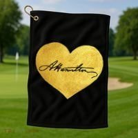 Love A. Hamilton Golden Signature Heart Golf Towel thumb 1
