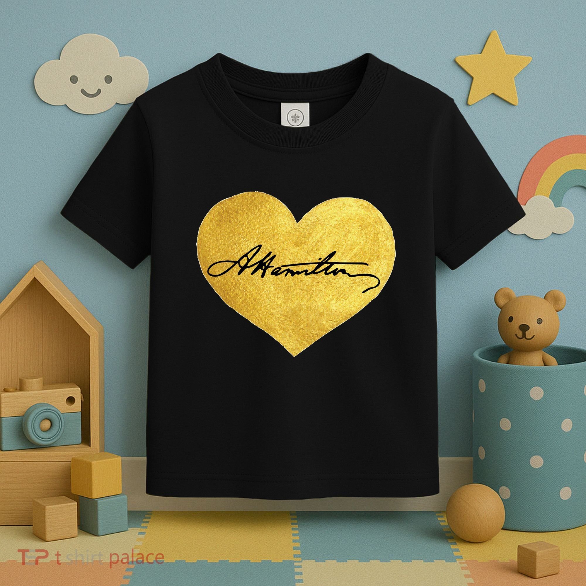 Love A. Hamilton Golden Signature Heart Toddler T-Shirt
