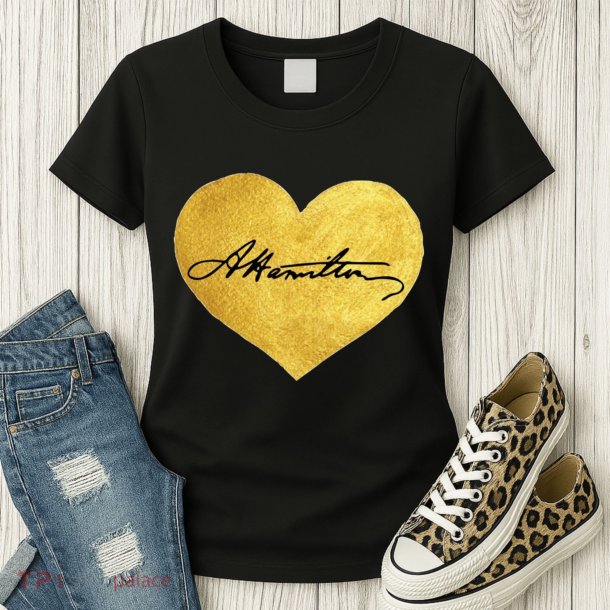 Love A. Hamilton Golden Signature Heart Women's T-Shirt