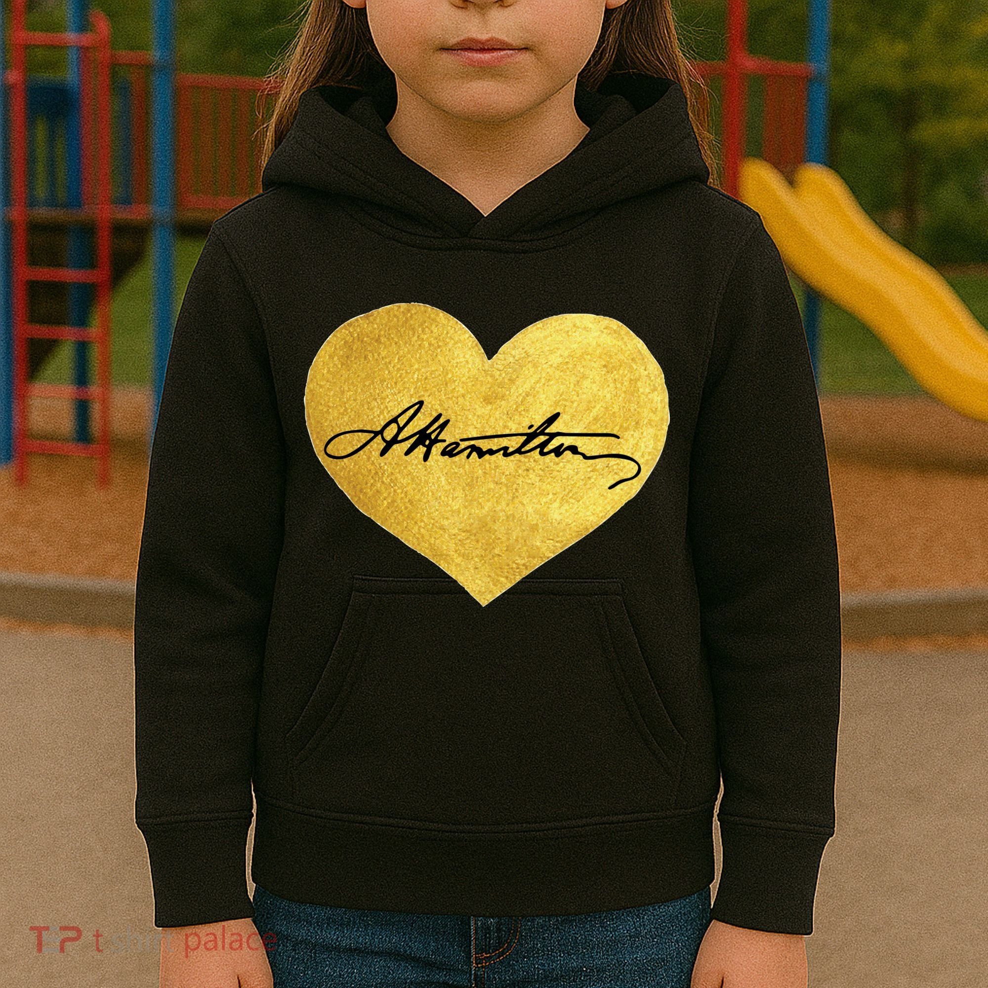 Love A. Hamilton Golden Signature Heart Kids Hoodie