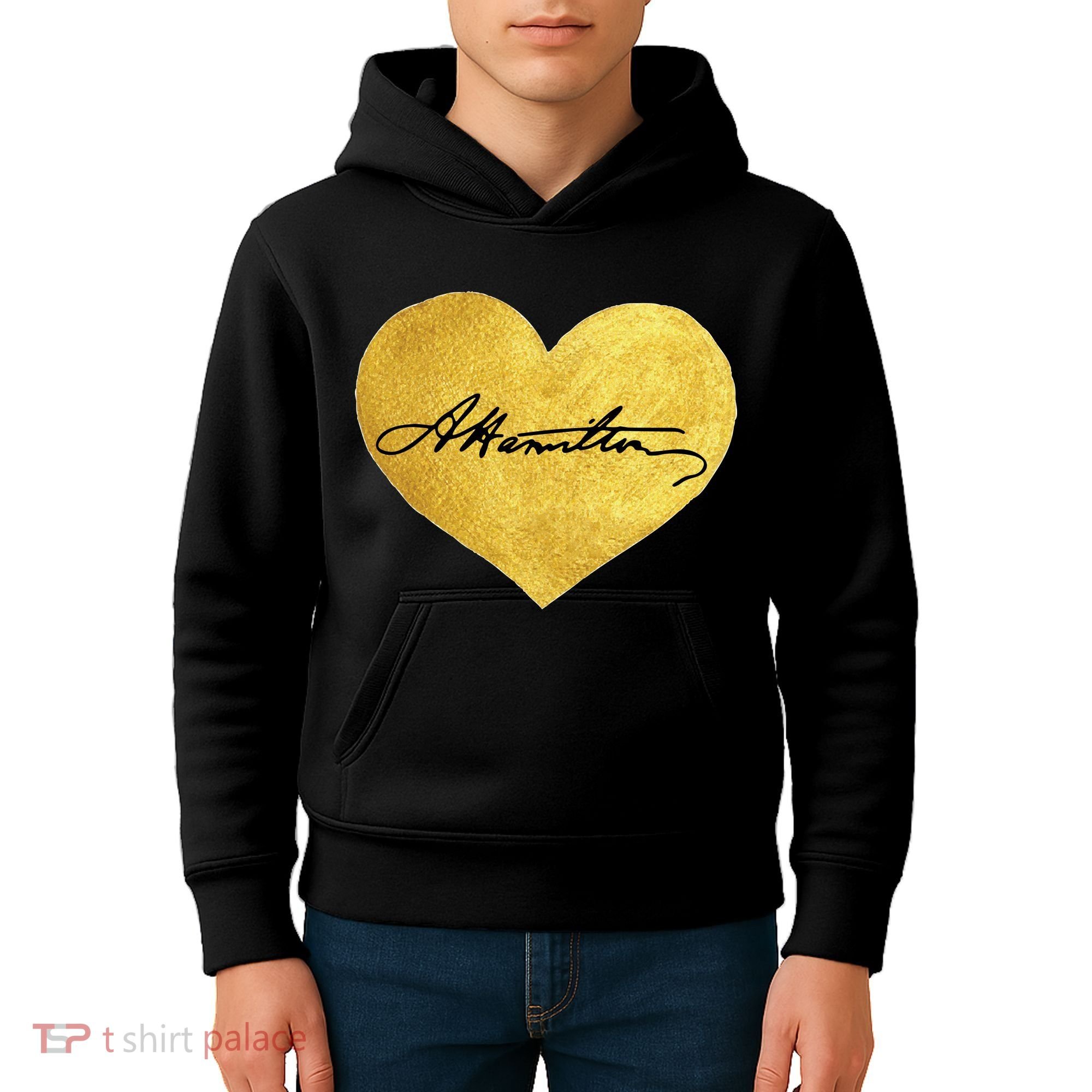 Love A. Hamilton Golden Signature Heart Kids Hoodie