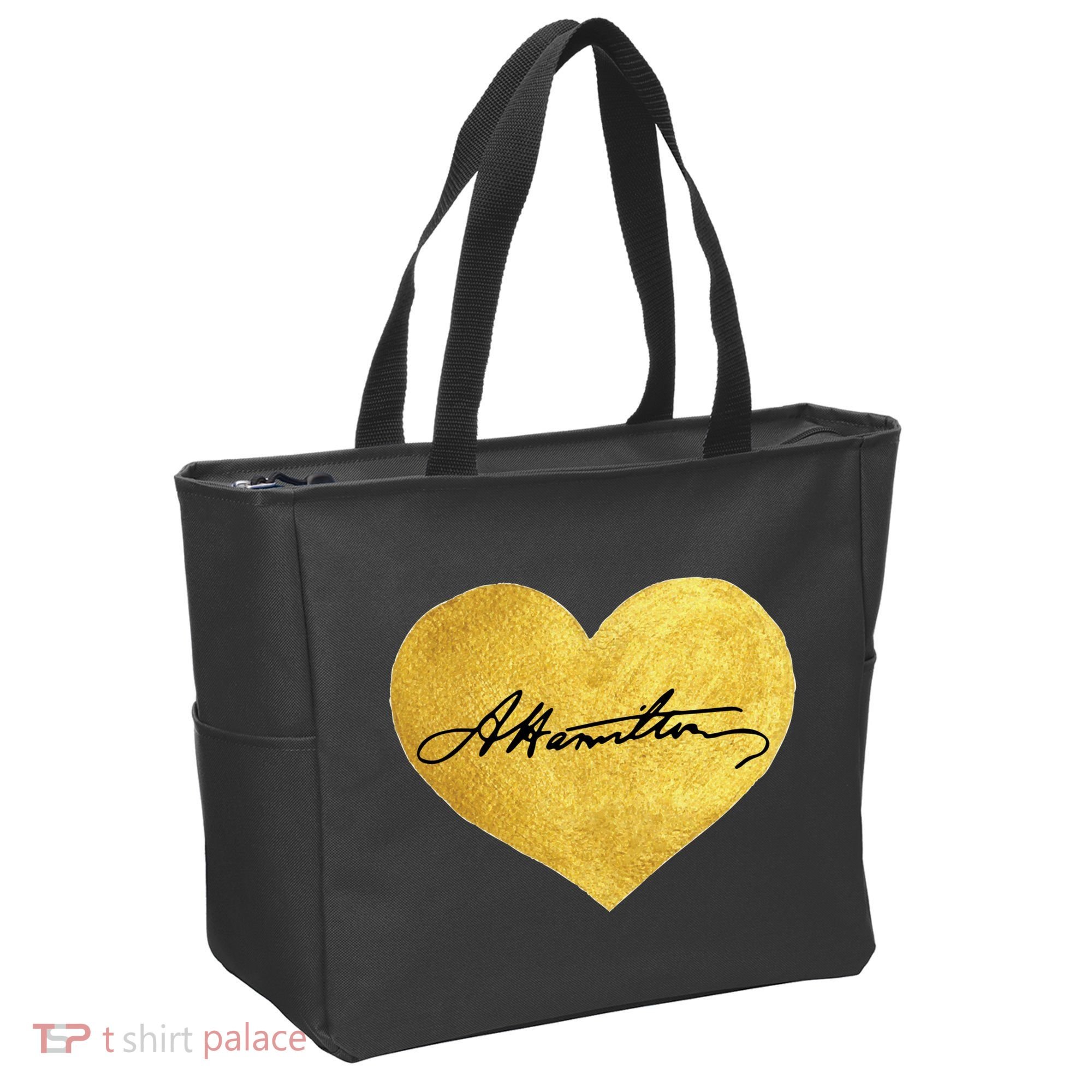 Love A. Hamilton Golden Signature Heart Tote Bag