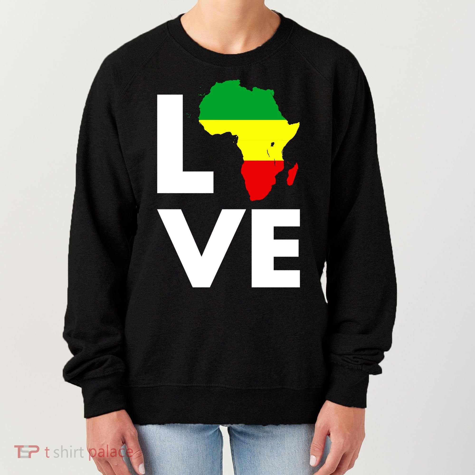 LOVE Africa Map Black History Month Women's Sweatshirt