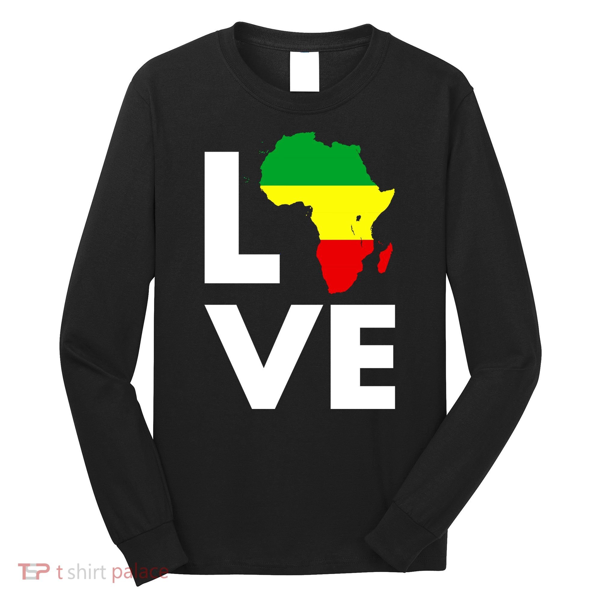 LOVE Africa Map Black History Month Long Sleeve Shirt