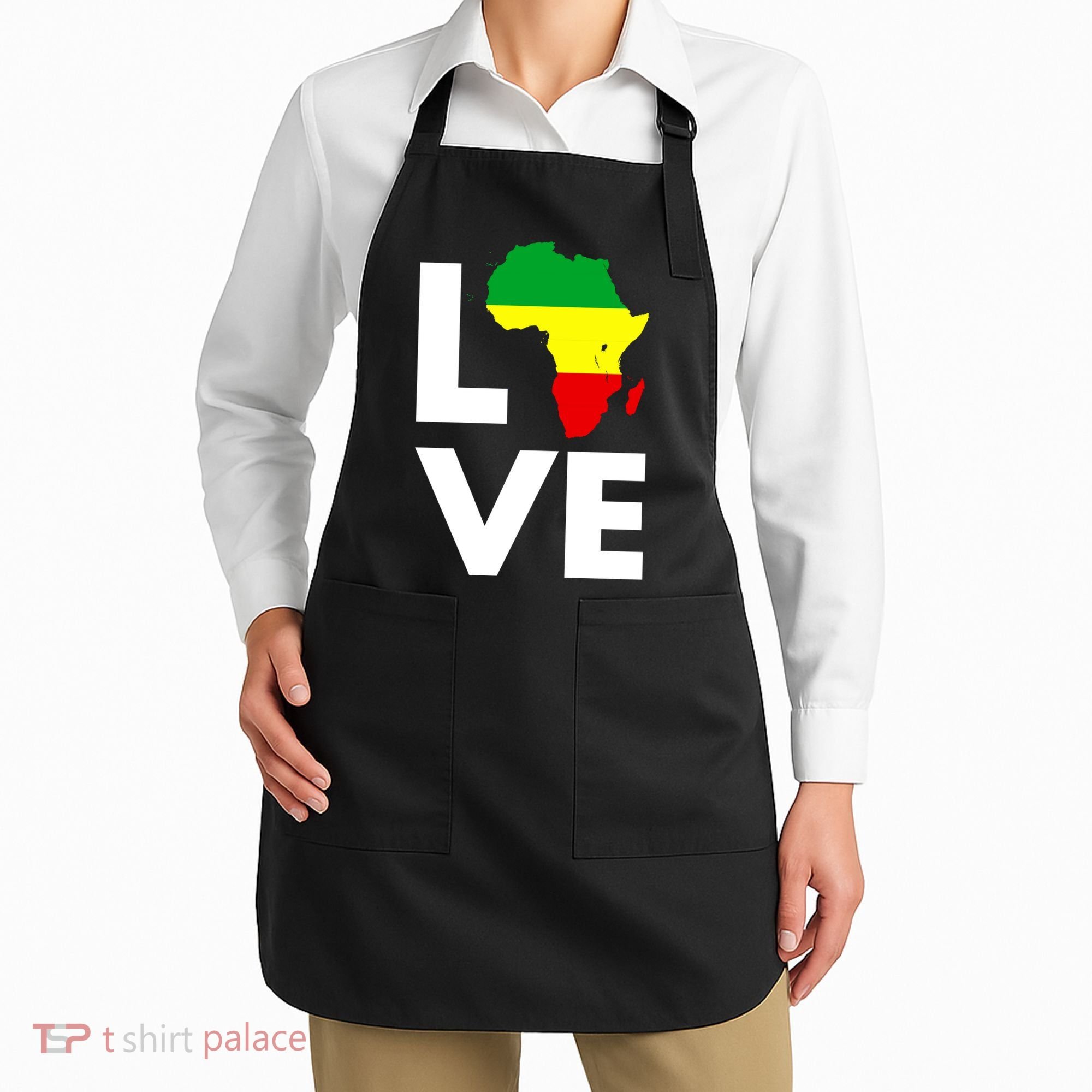 LOVE Africa Map Black History Month Apron
