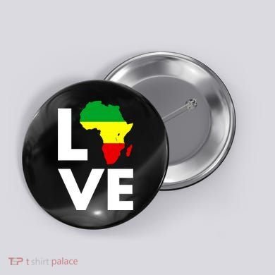 LOVE Africa Map Black History Month Button