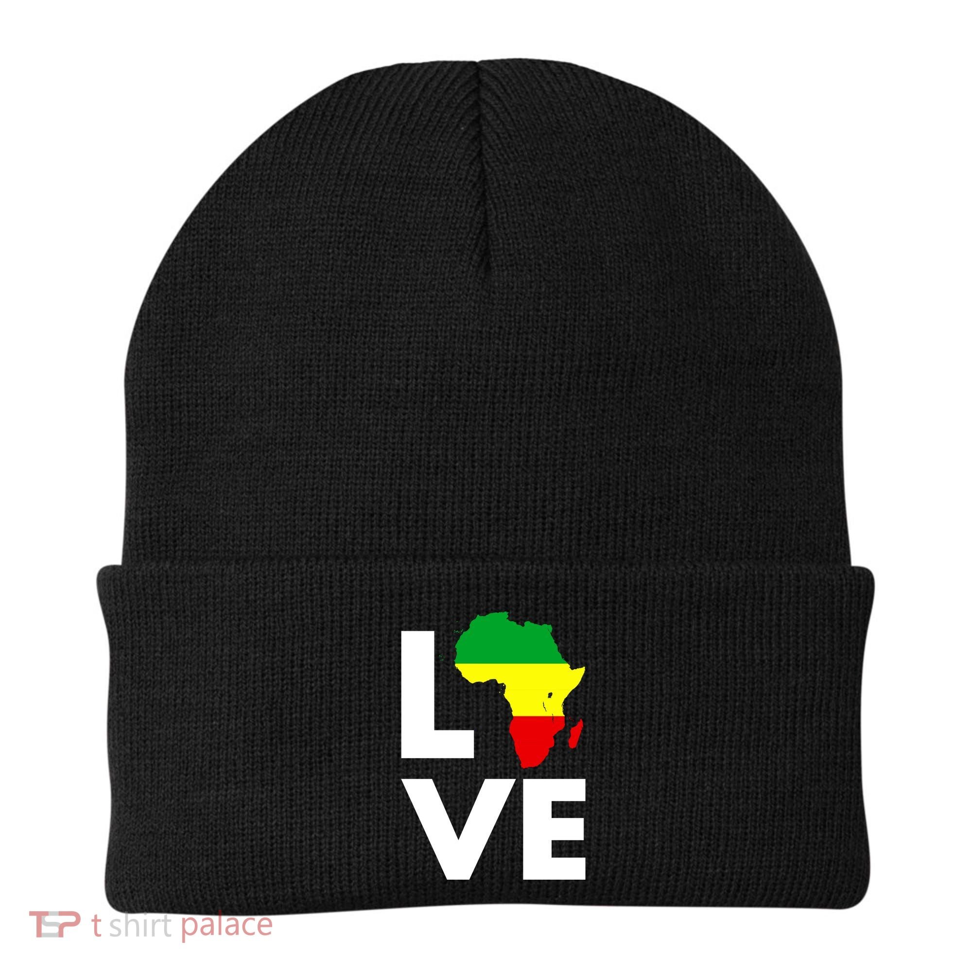 LOVE Africa Map Black History Month Beanie