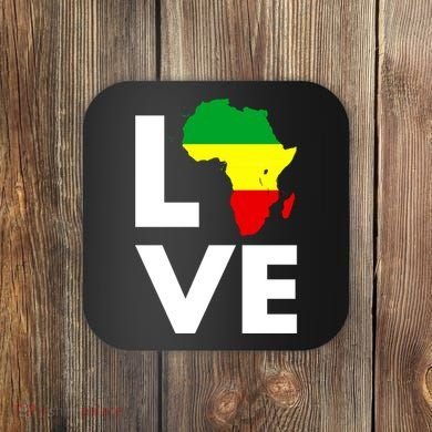 LOVE Africa Map Black History Month Coaster