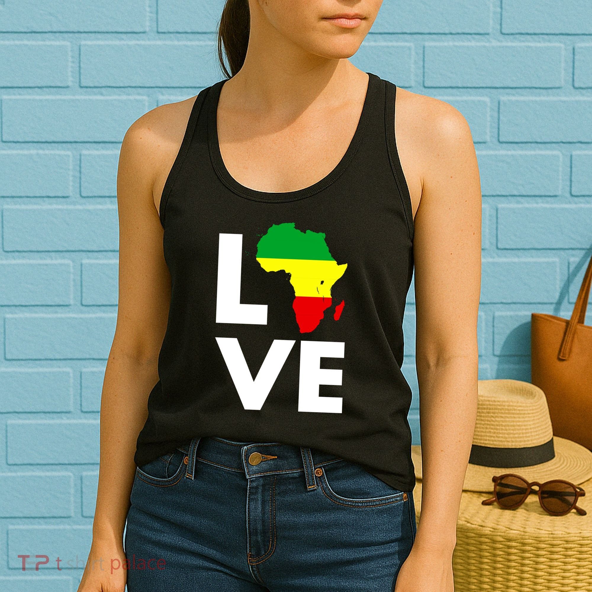LOVE Africa Map Black History Month Women's Tank Top