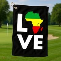 LOVE Africa Map Black History Month Golf Towel thumb 1