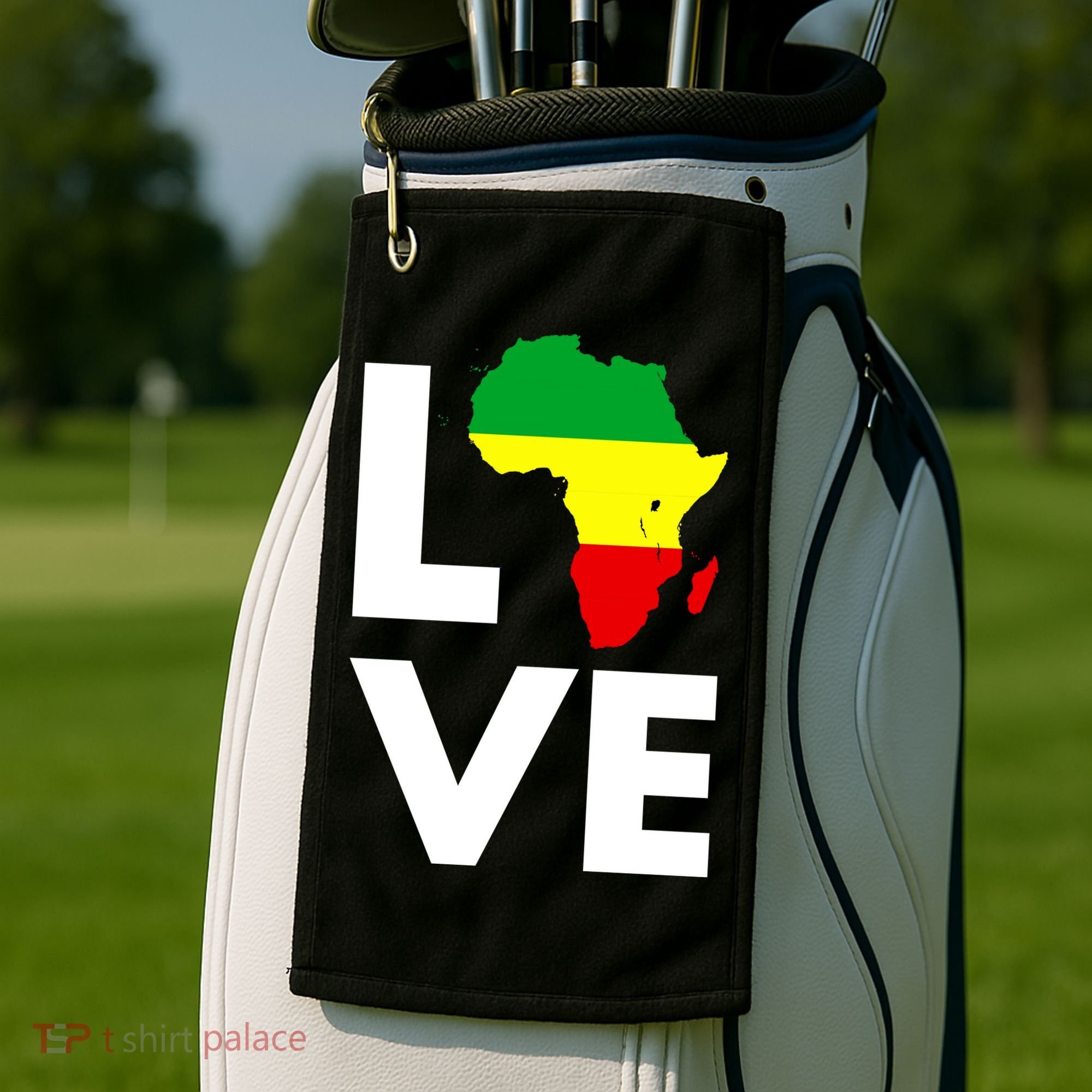LOVE Africa Map Black History Month Golf Towel