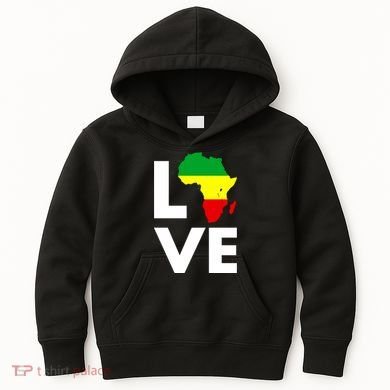 LOVE Africa Map Black History Month Kids Hoodie