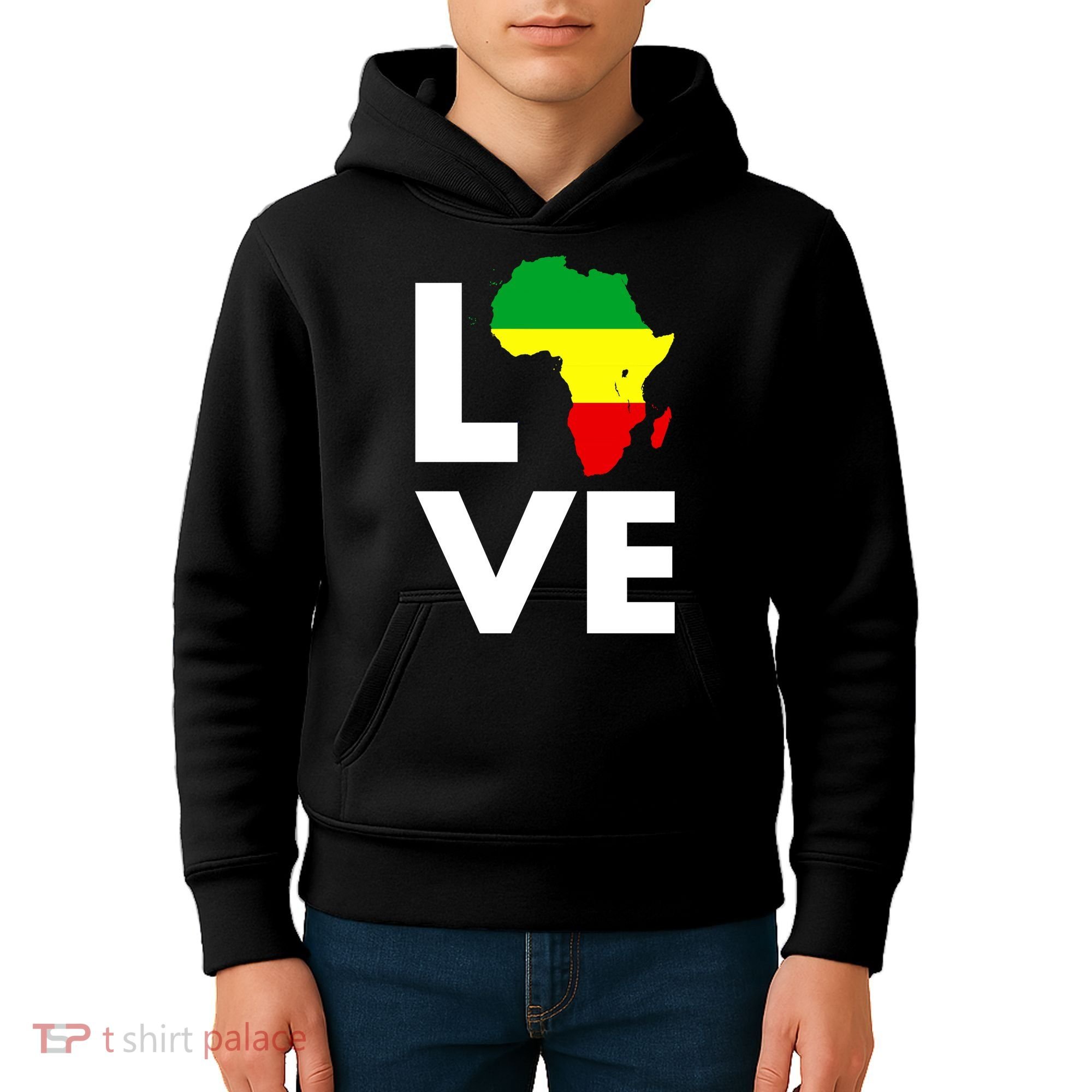 LOVE Africa Map Black History Month Kids Hoodie