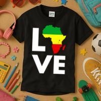 LOVE Africa Map Black History Month Kids T-Shirt thumb 3