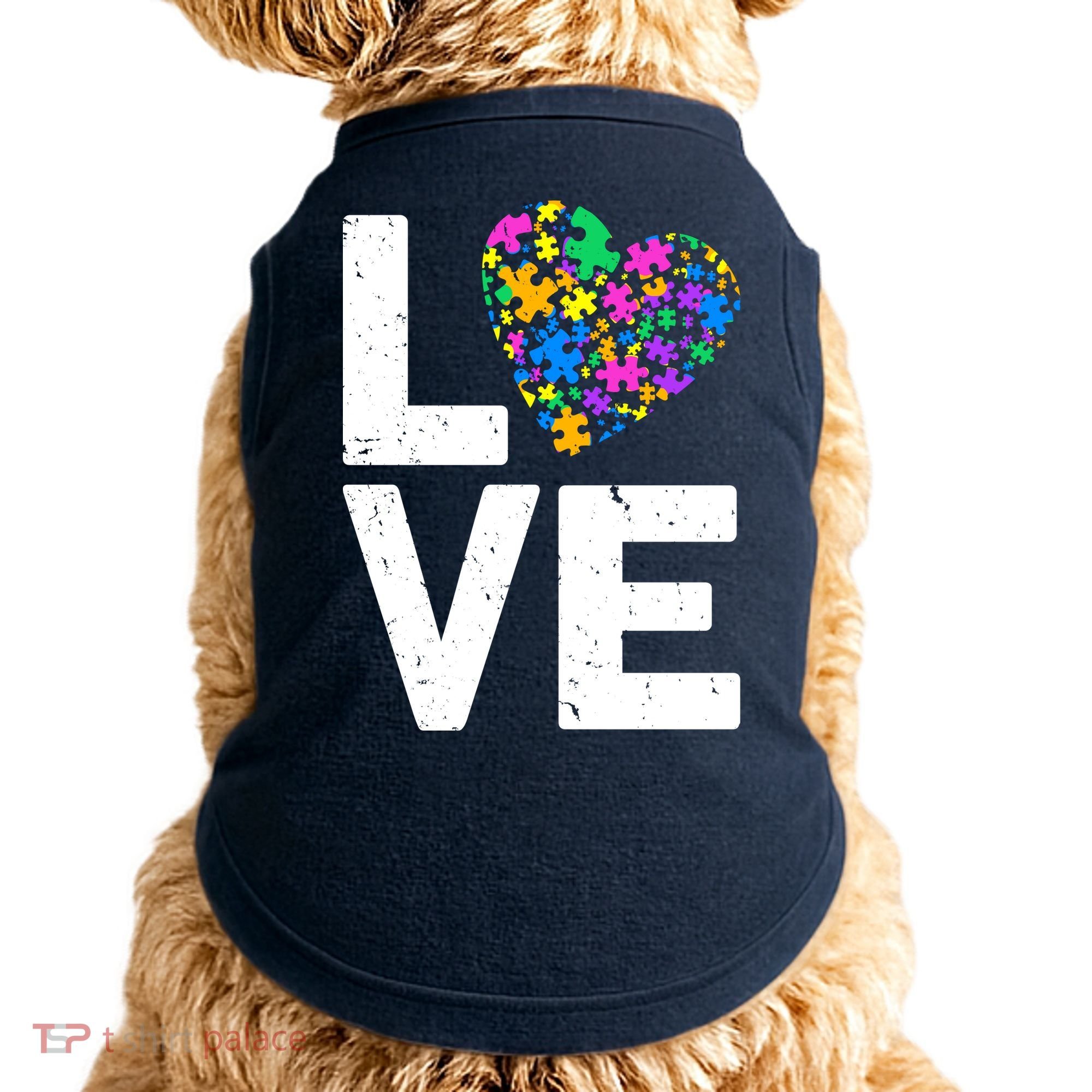Love Autism Heart Doggie Tank