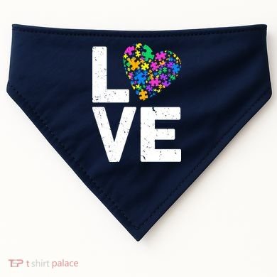 Love Autism Heart USA-Made Doggie Bandana