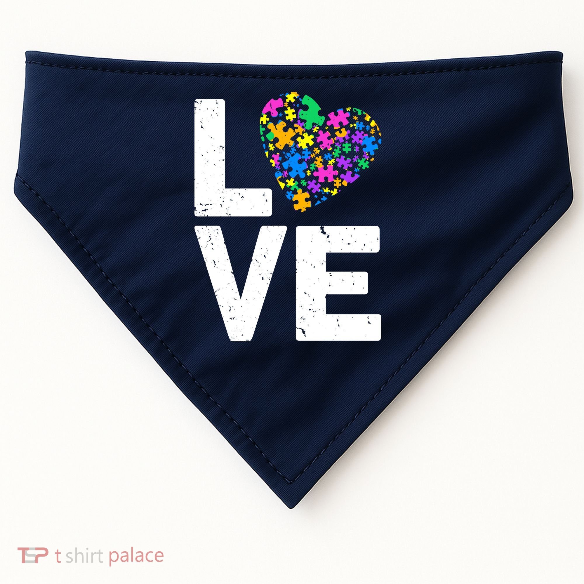Love Autism Heart USA-Made Doggie Bandana