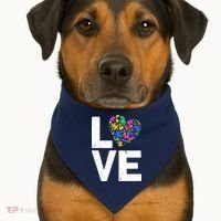 Love Autism Heart USA-Made Doggie Bandana thumb 1
