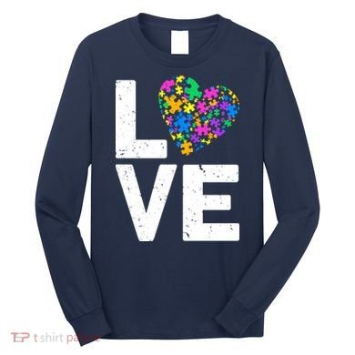 Love Autism Heart Long Sleeve Shirt