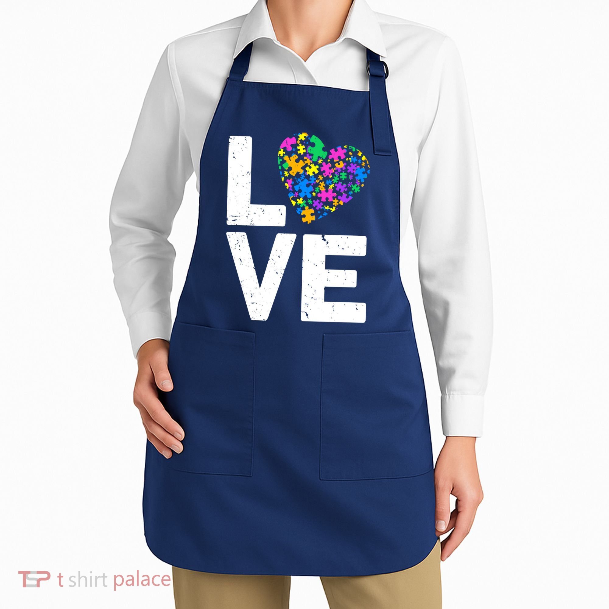 Love Autism Heart Apron