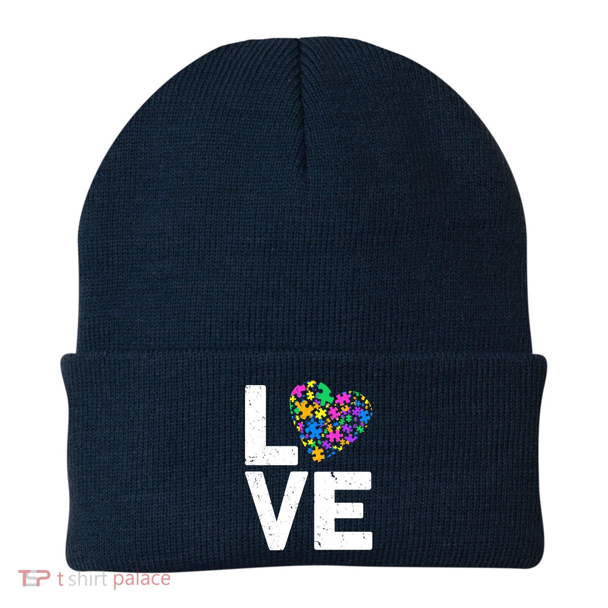 Love Autism Heart Beanie