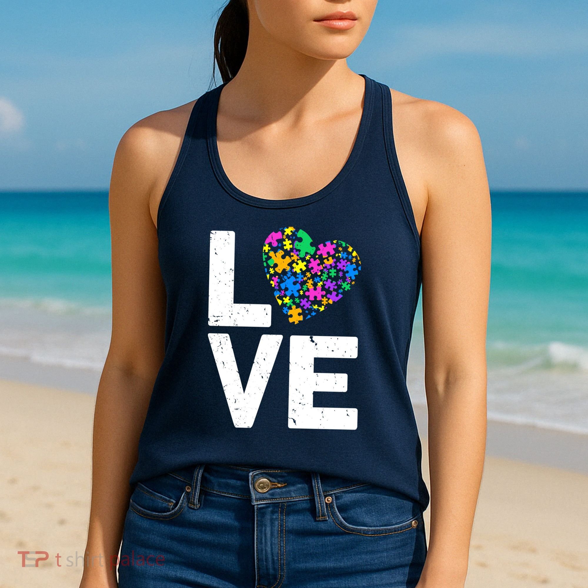 Love Autism Heart Women's Tank Top