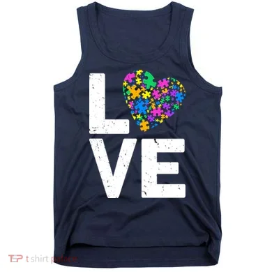 Love Autism Heart Tank Top