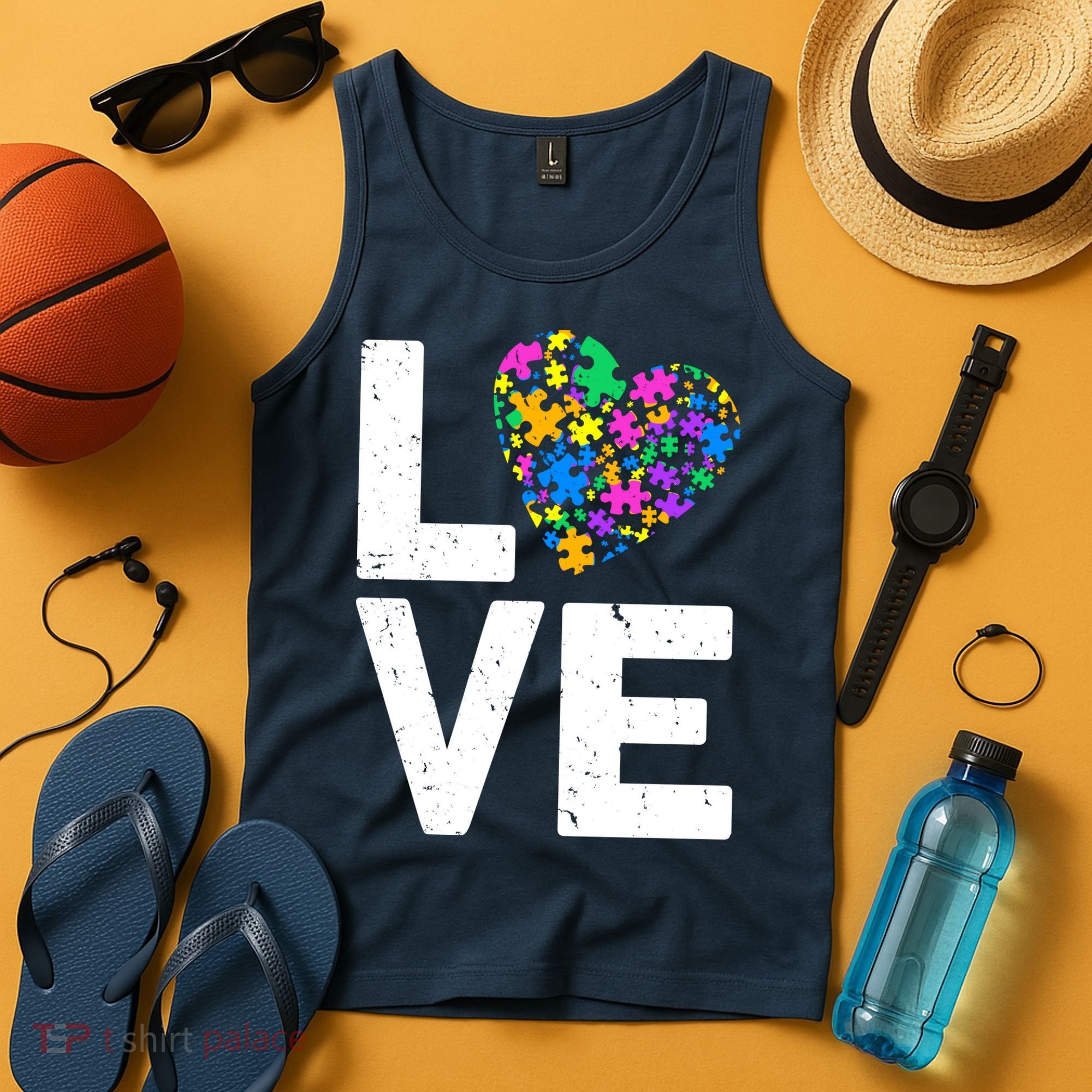 Love Autism Heart Tank Top