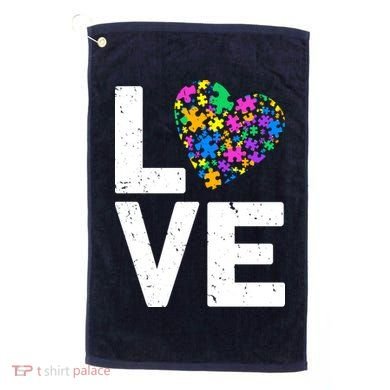 Love Autism Heart Golf Towel