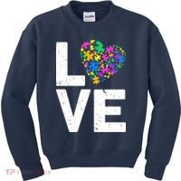 Love Autism Heart Kids Sweatshirt thumb 0