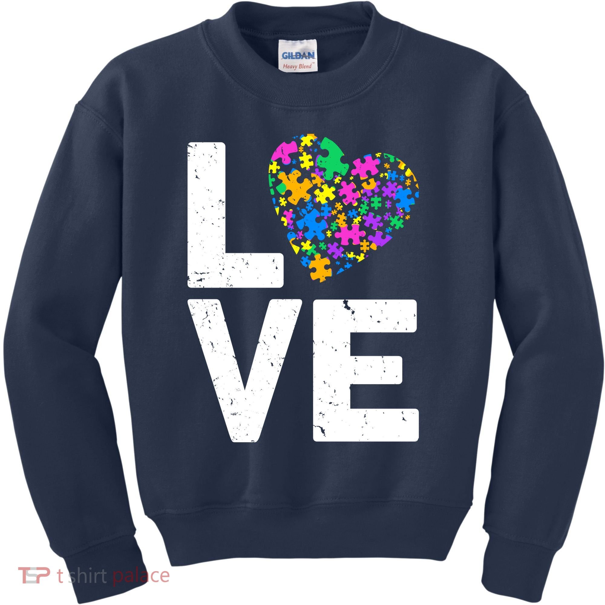 Love Autism Heart Kids Sweatshirt