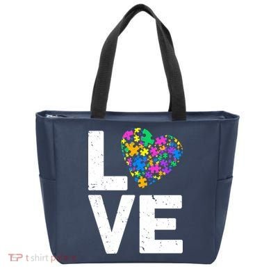 Love Autism Heart Tote Bag