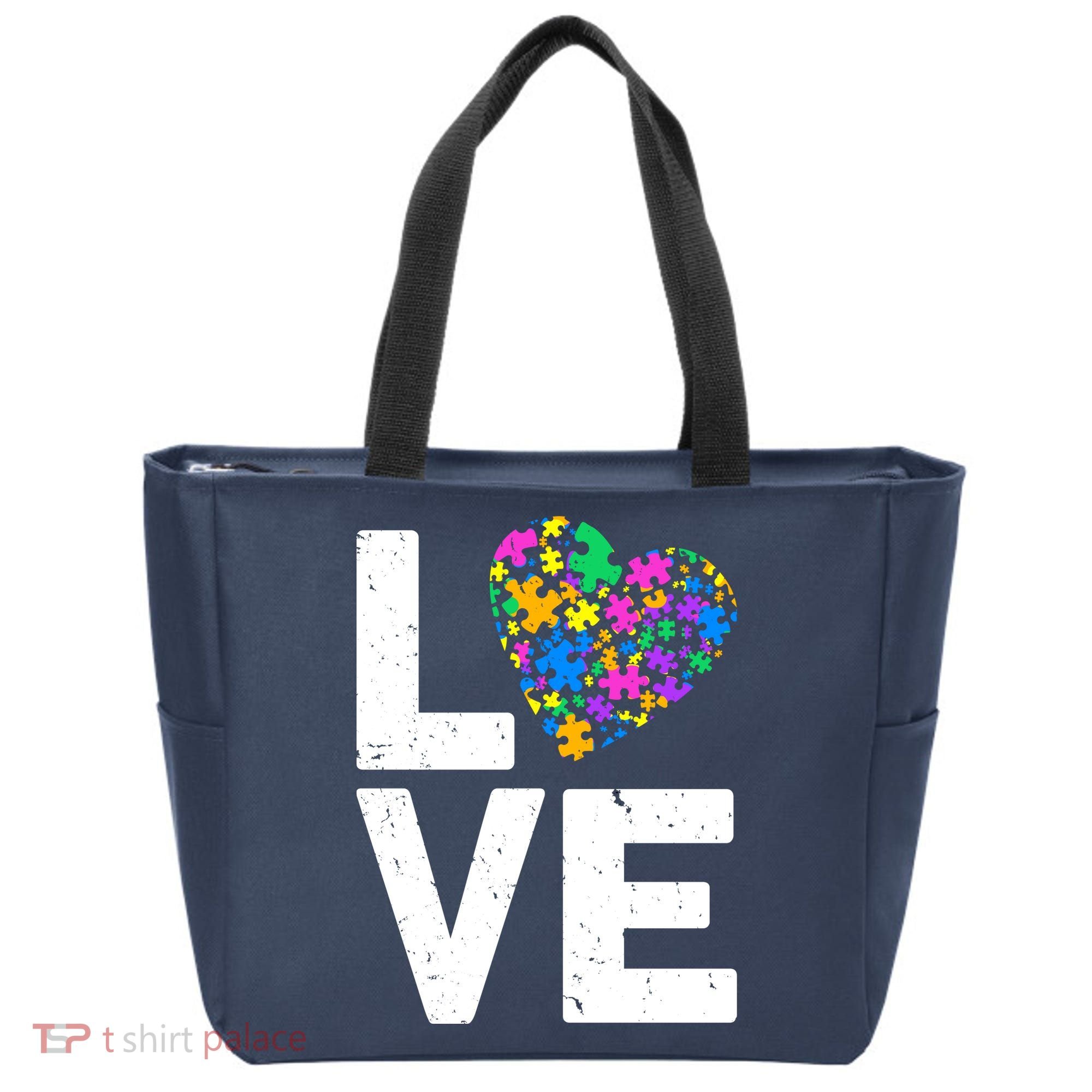 Love Autism Heart Tote Bag
