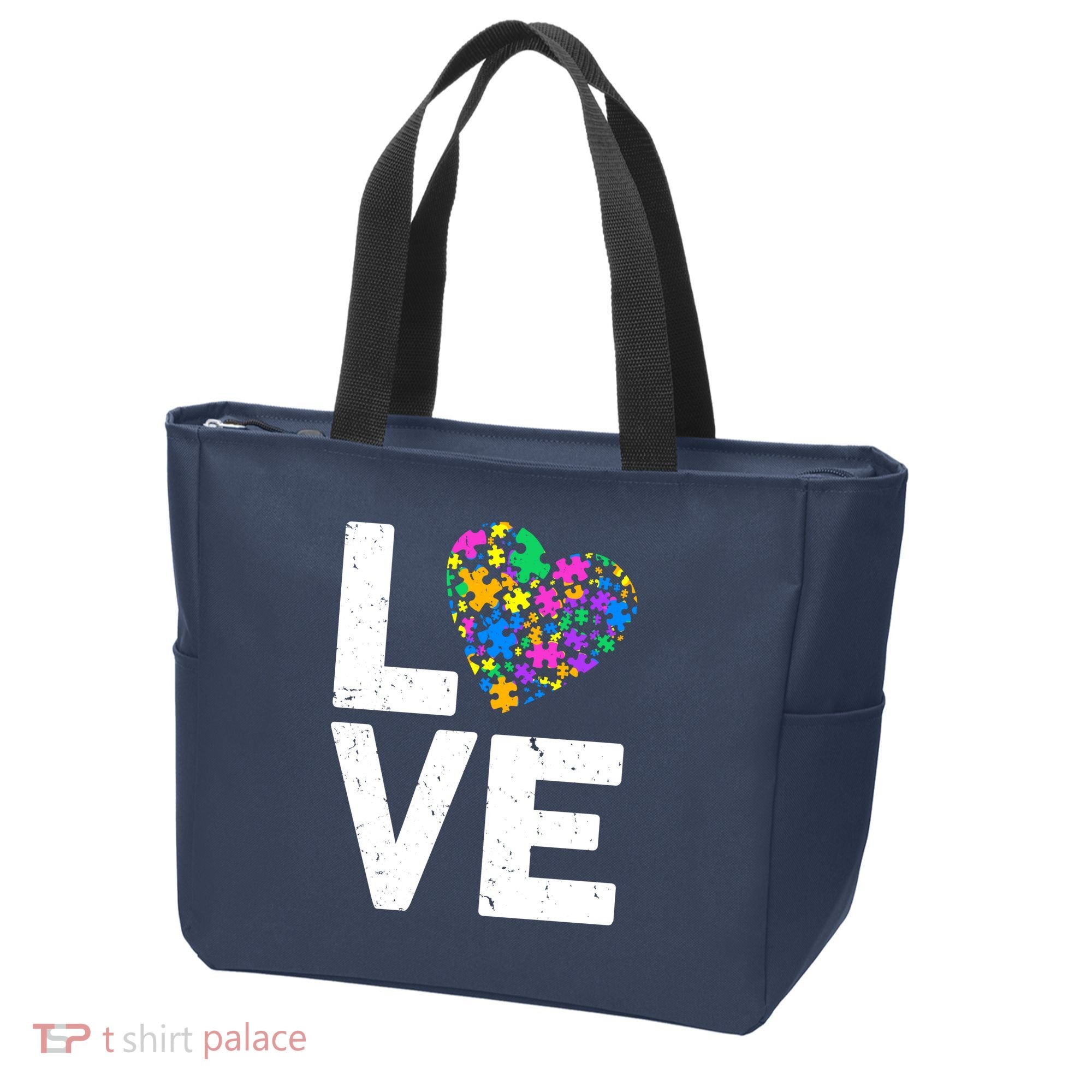 Love Autism Heart Tote Bag
