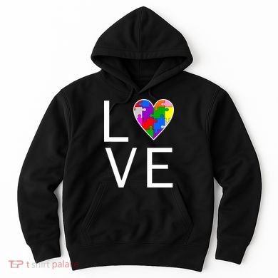 Love Autism Heart Puzzle Pieces Hoodie