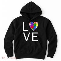 Love Autism Heart Puzzle Pieces Hoodie thumb 0