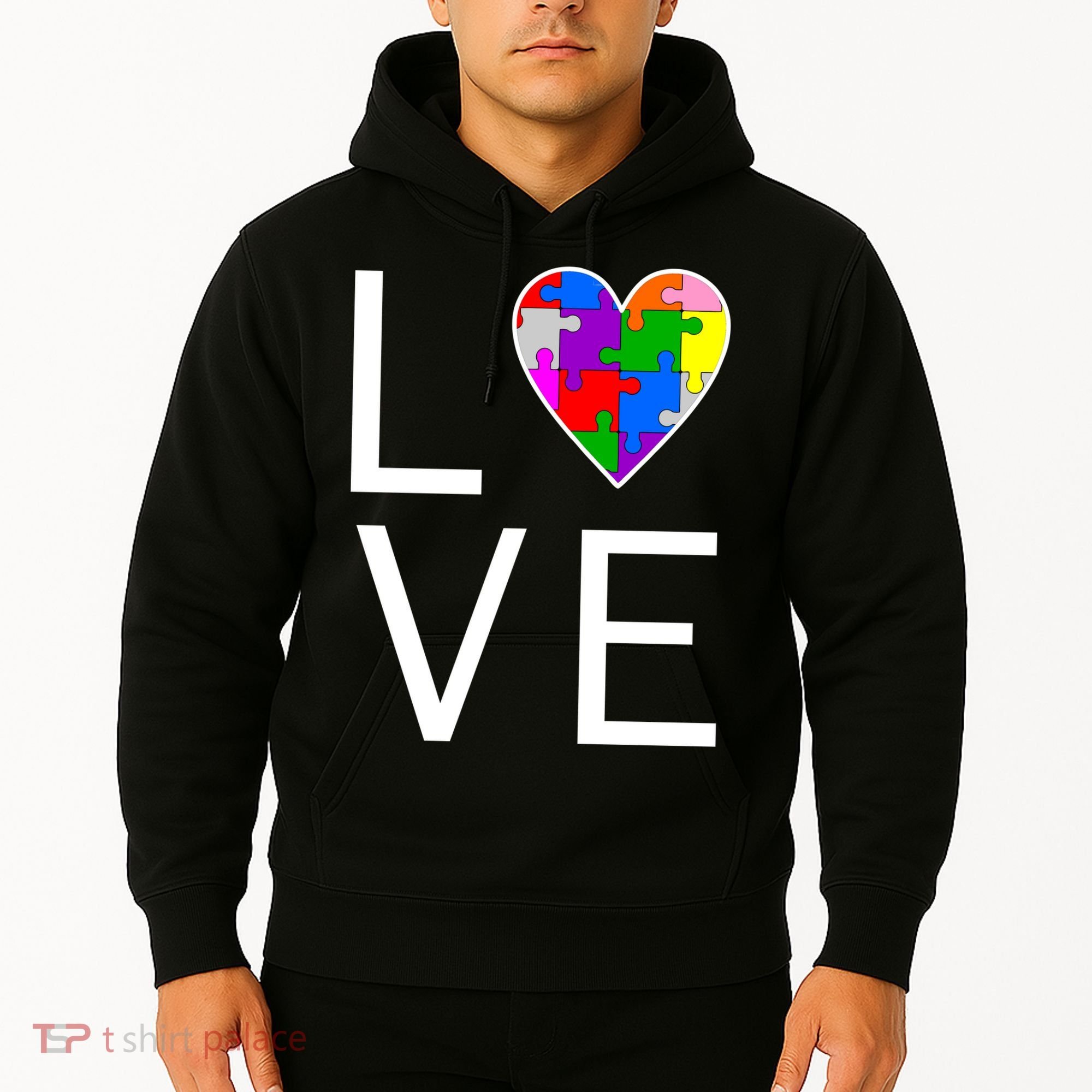 Love Autism Heart Puzzle Pieces Hoodie